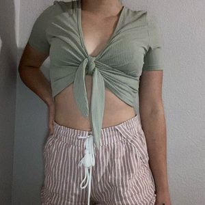 sage green crop top